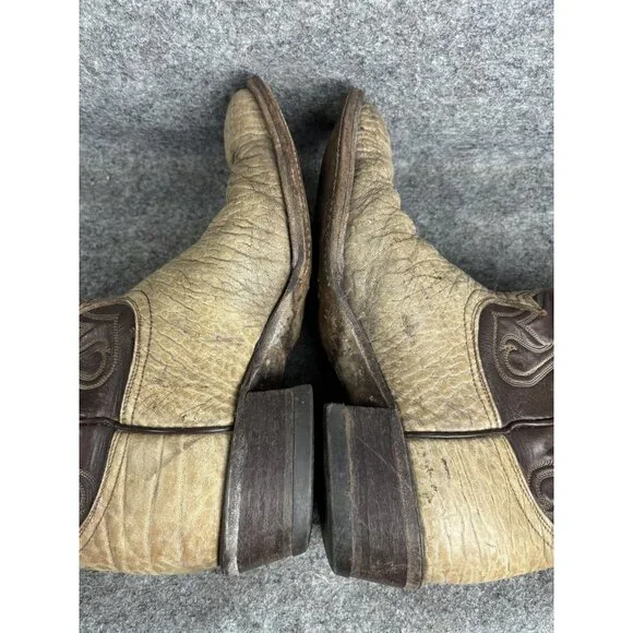 Justin Boots Mens Size 9 Brown Tan Western Cowboy Exotic Leather Ostrich Roper
